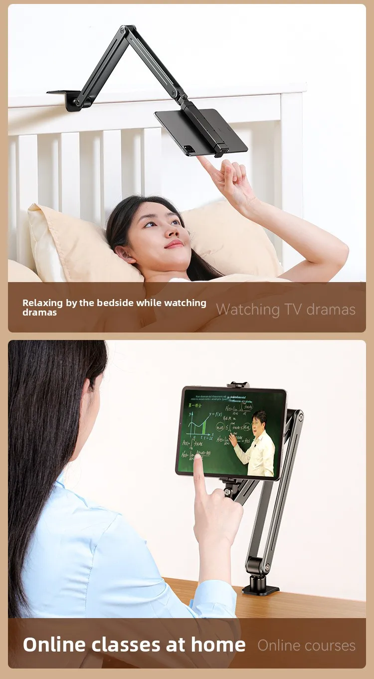 Faltbarer Aluminium-Legierung Tischständer 360° ° Drehbarer Halter für Handy und Tablet, Live-Streaming, Videoaufnahmen, Overhead-Aufnahmen – Detail 10