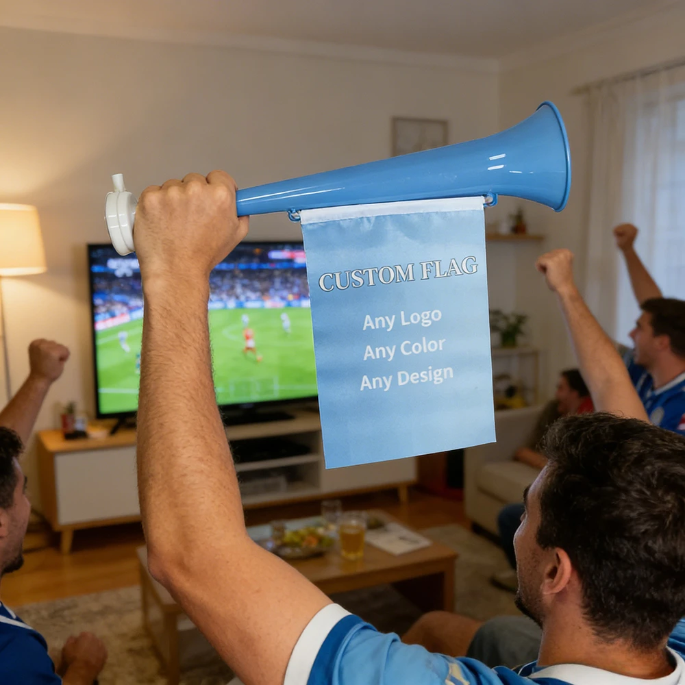 

1pc Custom Pattern Colorful Megaphone Cheer Horns with Attached Flag, for Sports Events, Football Games, Cheerleading Activities