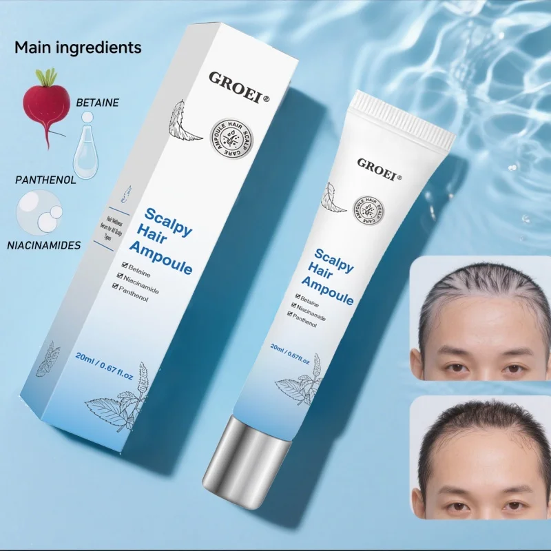 

GROEI Scalpy Hair Ampoule 20 мл — с ниацинамидом, бетаном и пантенолом для роста волос, уменьшения выпадения волос и улучшения здоровья кожи головы