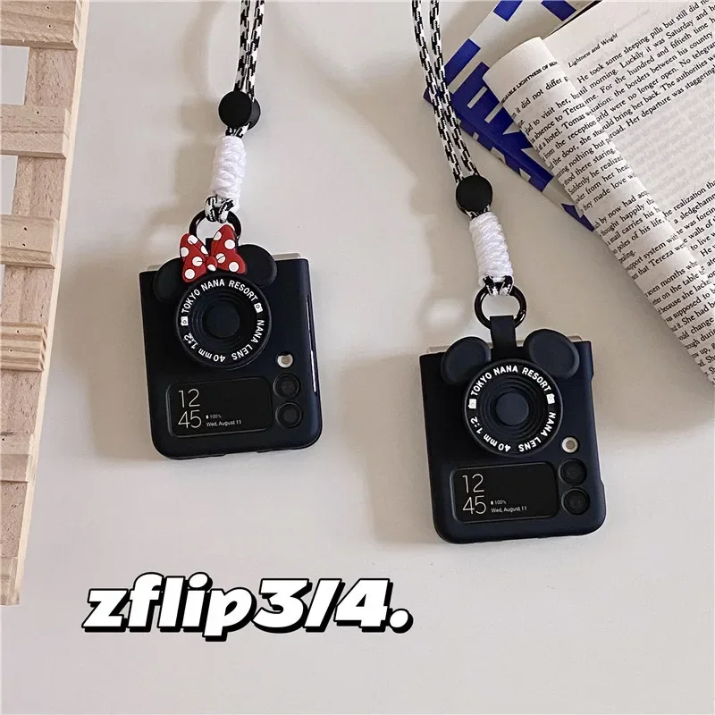 

Чехол с ремешком через плечо с Микки-Маусом для Samsung Galaxy Z Flip 1 2 3 4 5