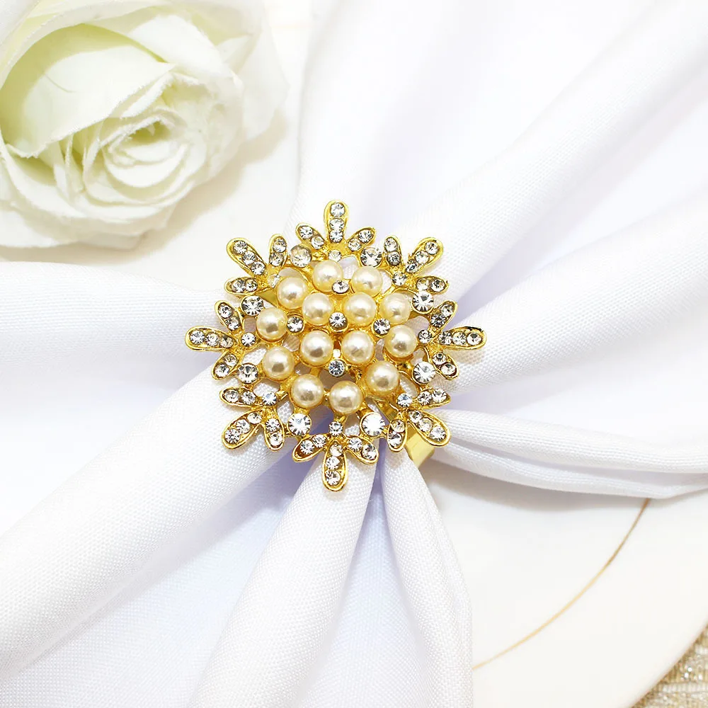 Napkin ring, Gold flower napkin Holders For Dining Table Decor Decoration, for Weddings, Parties, Events，Everyday Use