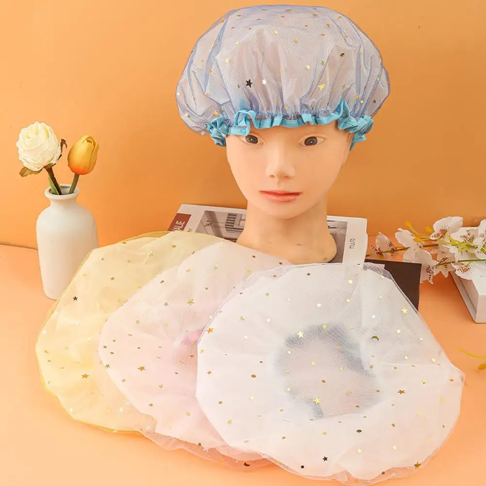 

1pcs Shower Cap Waterproof Bathing Household Long Hair Shower Dry Hair Cap Kitchen Fume Prevention Sanitary Hat for women