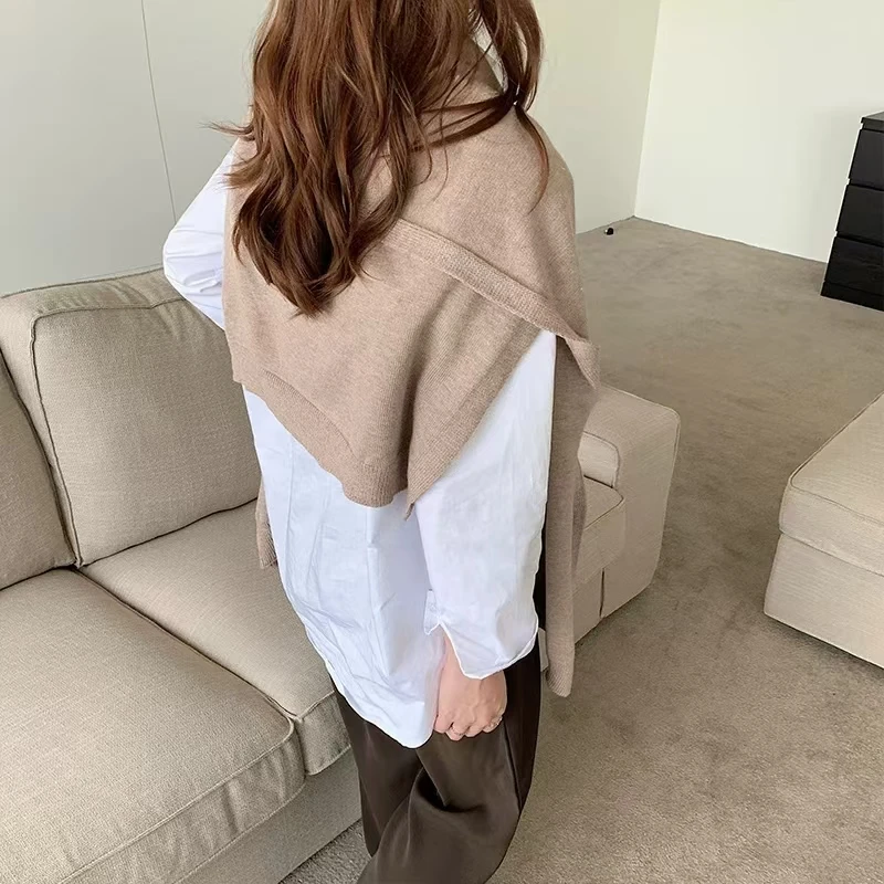 New Shawl Knitted Tops Cape New High quality Korean Fashion Sweter Damski Warm Wild Solid Scarf Cardigan Poncho Ropa Mujer