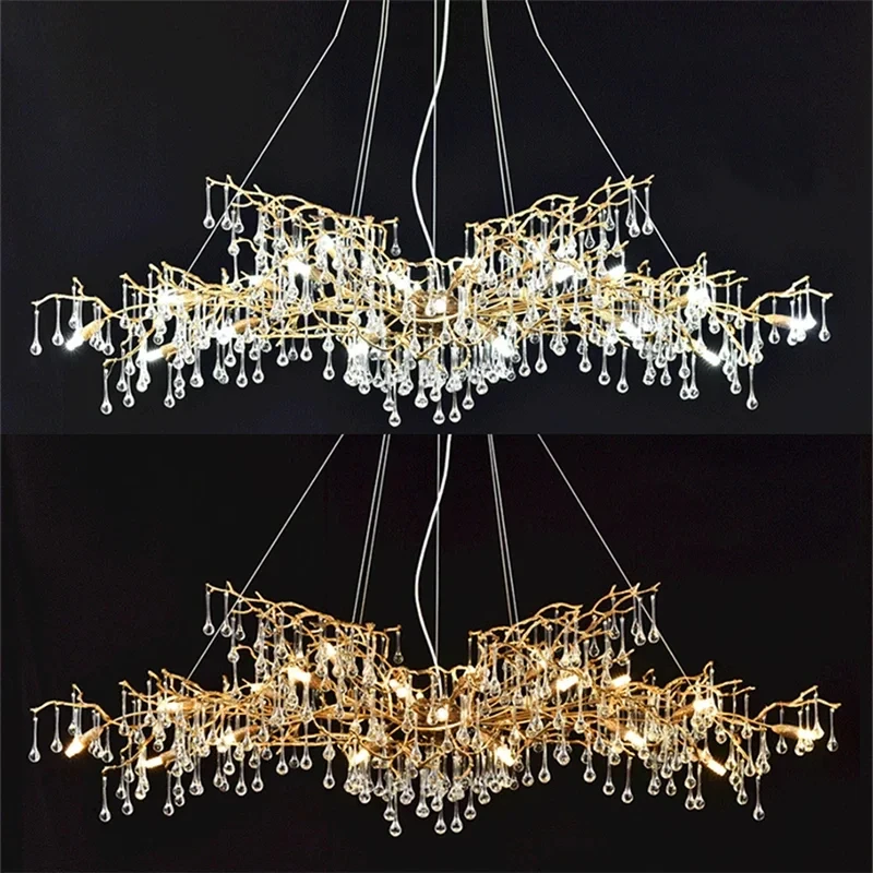 Brass LED crystal Chandelier Lighting Villa Living Room Can Be Customized With Modern Restaurant Luxury Branched Chandeliers