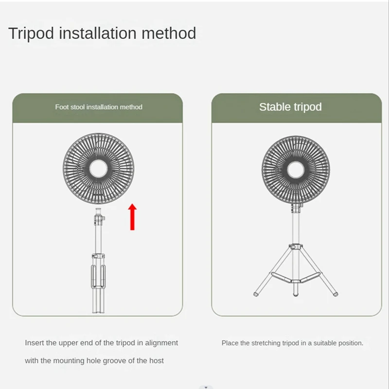 Portable Outdoor Camping Fan Multifunction Ceiling Fan USB Chargeable Desk Tripod Stand Air Cooling Fan With Night Light