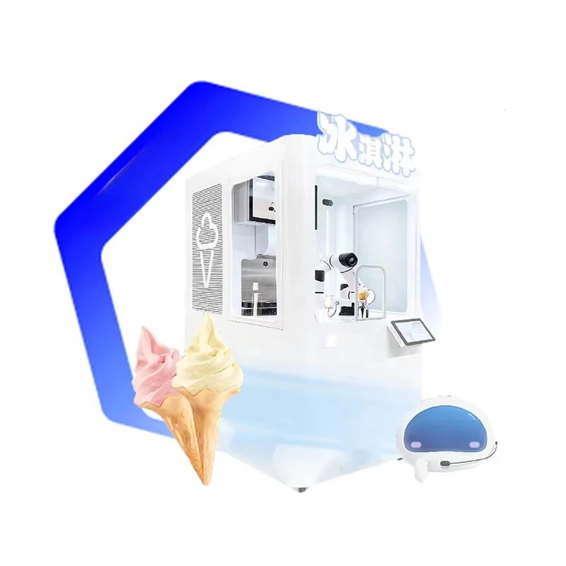 2026 New FL Custom Metal Body Freestanding Ice Cream Vending Machine Robotic Arm Touch Screen QR/Card Payment
