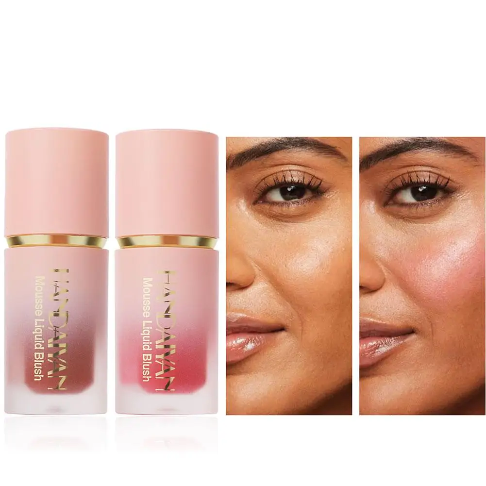 3 In 1 Liquid Blush Matte Glitter Face Liquid Blusher Stick Smooth Mousse Highlighter Cheek Rouge Contour Blush Waterproof U1I9