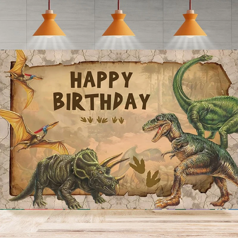 

Photography Backdrop Dinosaur Pattern For Kids Boy Children Happy Birthday Party Decor Background Poster Banner Studio Props