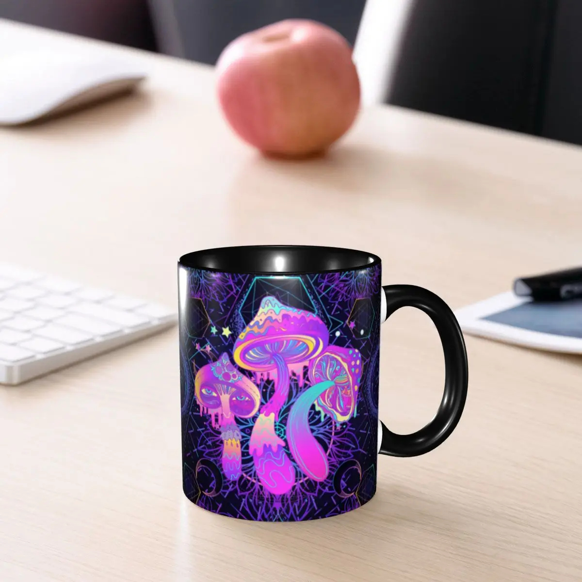 Magic Mushroom Trippy Psychedelic Neon Pastel Goth Coffee Mug DIY Customized Ceramic Milk Tea Mug Cup
