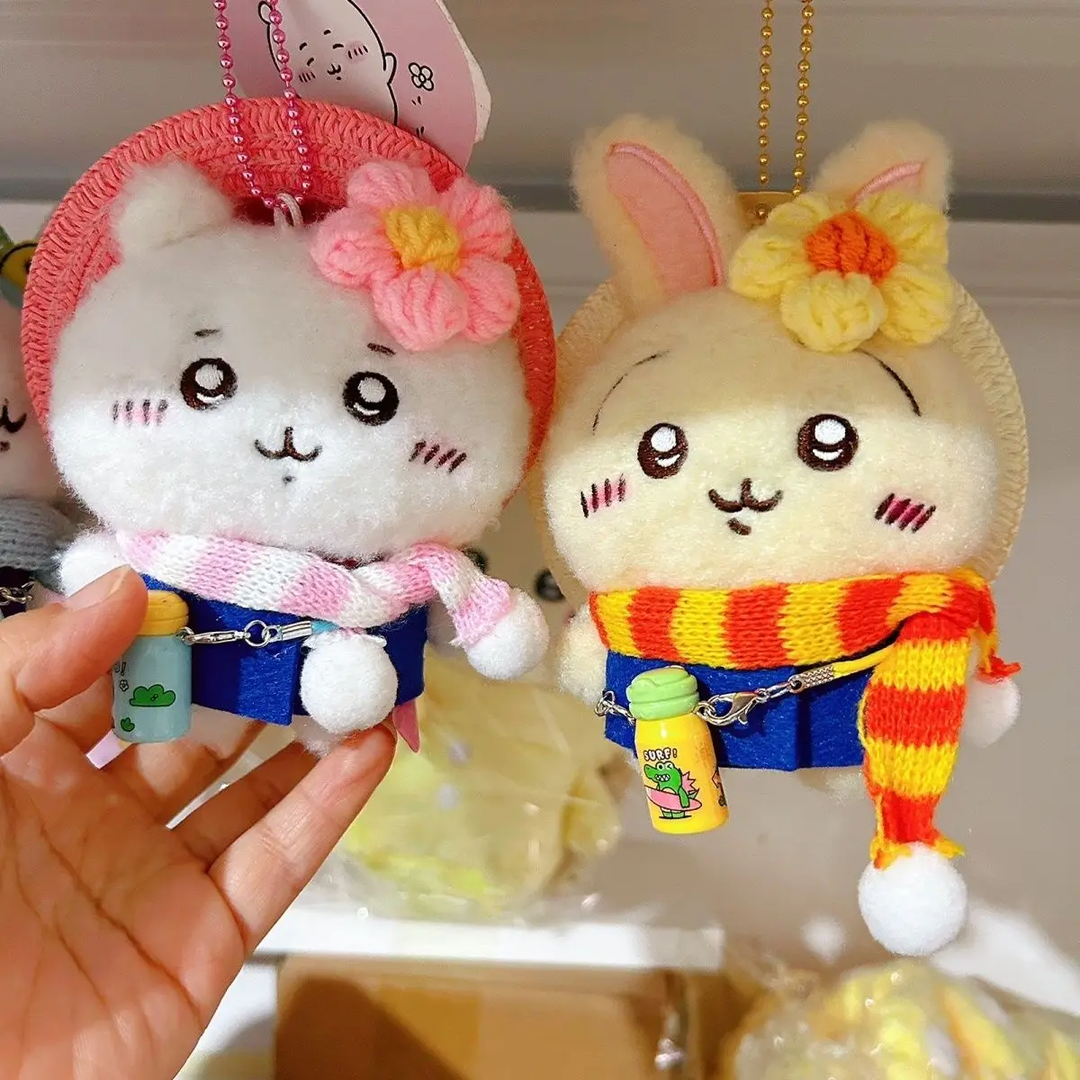 

Chiikawa Hachiware Usagi Plush pendant doll Ika series hanging straw hat water bottle