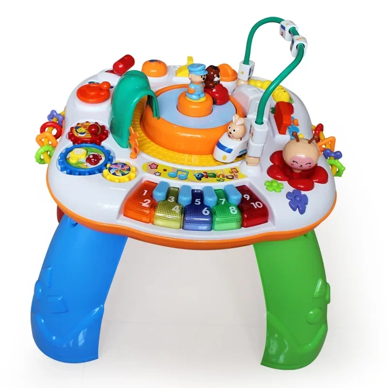 

LED Lights and music kids multifunctional game table study table Chinese-English bead early education puzzle toy baby best gift