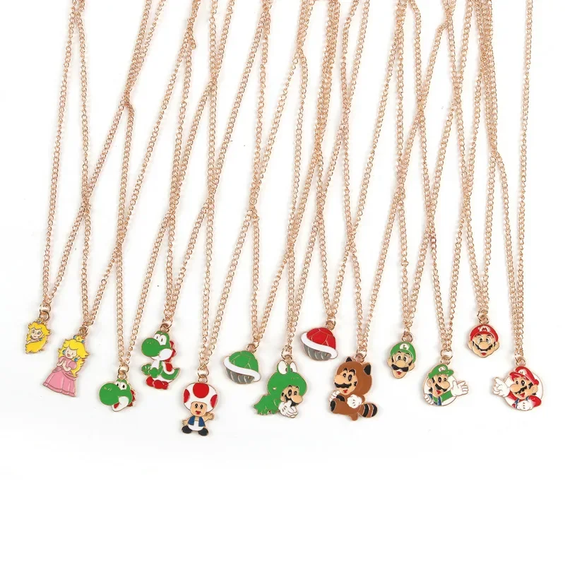 Colar Pingente Mario Bros Anime em Liga Metálica, Joia Infantil de Desenho Animado, Corrente com Pingente Fofo, Choker, Presente Charmoso