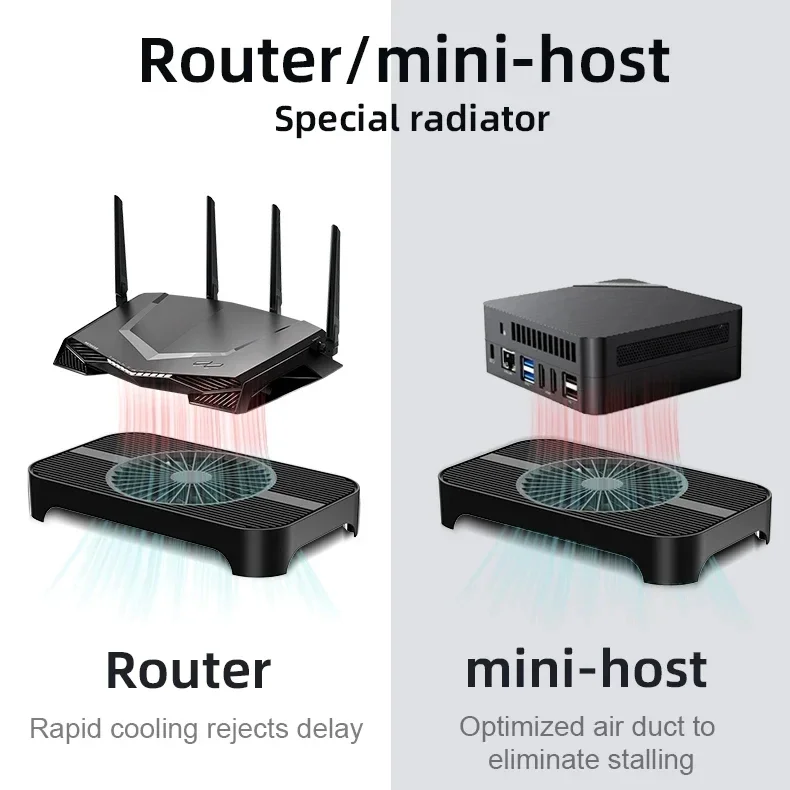 Z-X3 Router Radiator Base Optical Cat Set-top Box MINI Mac Studio Host Bracket USB Power Interface14CM Fan Desktop Portable Cool