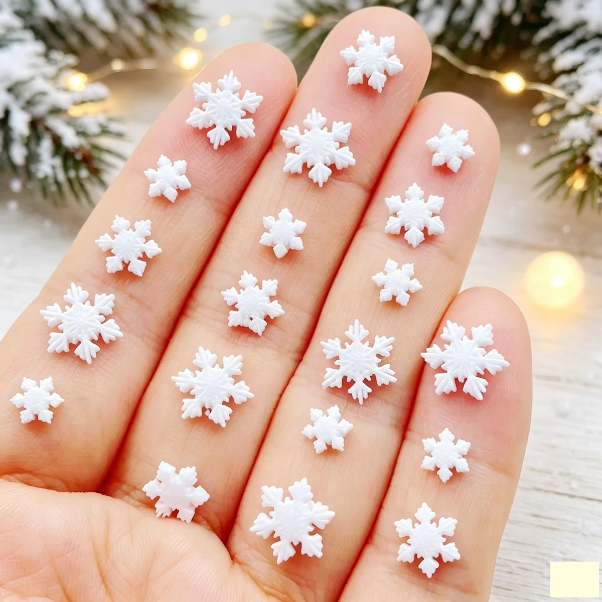 120pcs Resin mini Cute Mini White Christmas Snowflakes Nail Art Flatback Rhinestone DIY Christmas Scrapbook Crafts