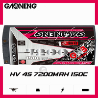 Gaoneng GNB 7200mAh 4S1P 15.2V 150C Hardcase LCG Thin 4S LiPo Battery with 5.0mm Bullet XT60/XT90/T-Plug/EC5 Plug for 1/8 RC Car