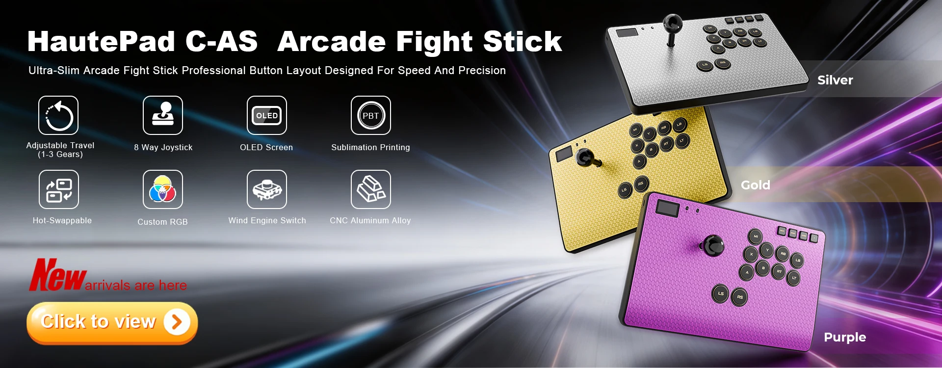 Haute42 W-P1 Tri-Mode 2.4G Kabelloser Touchscreen-Controller ohne Hebel für PC/PS4/PS5/Switch Stickless Arcade-Controller – Detail 4