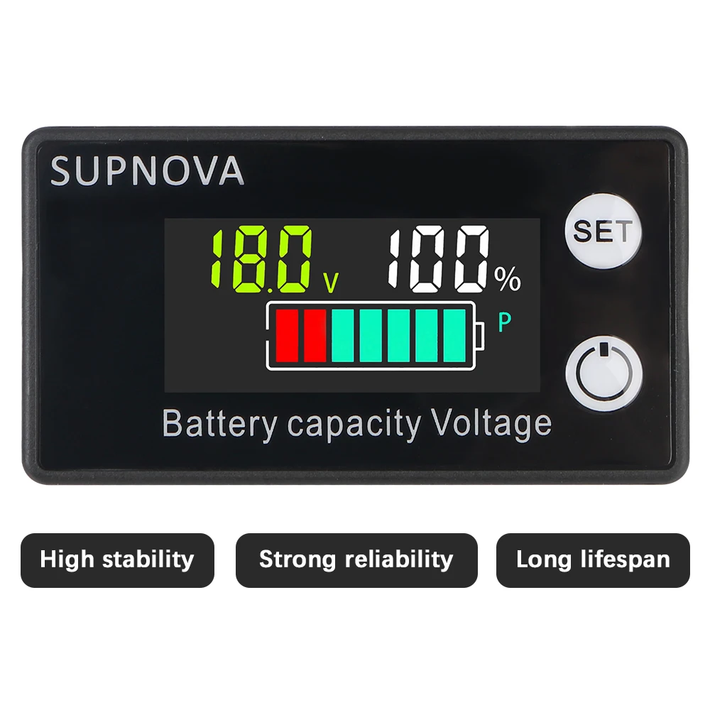 Voltmeter Voltage Gauge Battery Voltmeter Capacity Indicator DC 8V-100V 12V 36V 48V 72V Lead Acid Lithium LiFePO4 Car Motorcycle