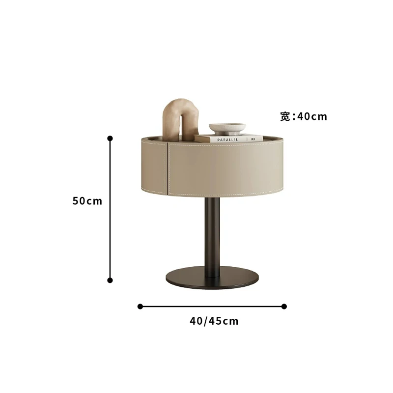 Modern Round Bedside Table Design Storage Italian Style Trendy Bedside Tables Space Saving Mesitas De Noche Bedroom Furniture
