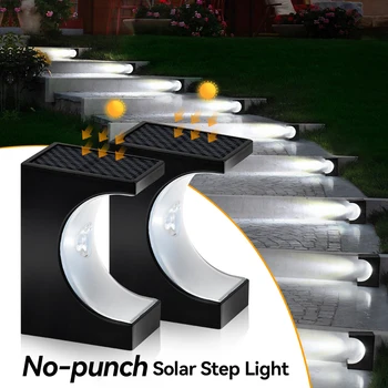 Luce solare per scale Luce per portico a LED per esterni IP65 Illuminazione decorativa a luce solare impermeabile per percorso del ponte del giardino 2 pezzi senza perforazione