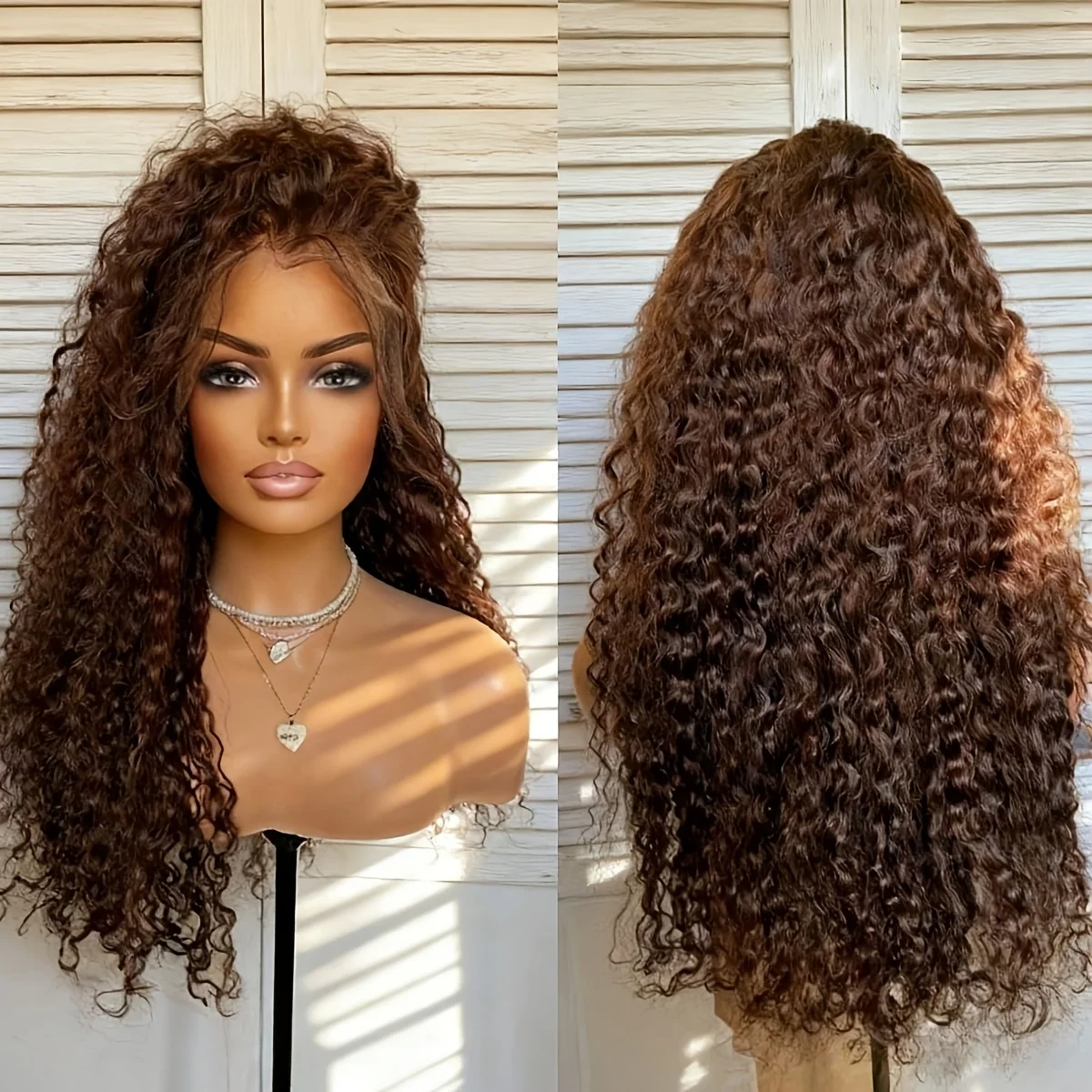13x4 HD Lace Front Wig Brazilian Human Hair Suitable for Women & Men, Deep Wave Wig with Lace for Daily Wear, Parties, Special Events - Chocolate Brown #4 Hair Type, Comfortable & Low Maintenance Wigs