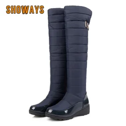 Fashion Winter Women Thigh High Snow Boots Waterproof Warm Plush Down Wedge Platform Heels Casual Lady Fur Long Over Knee Boots