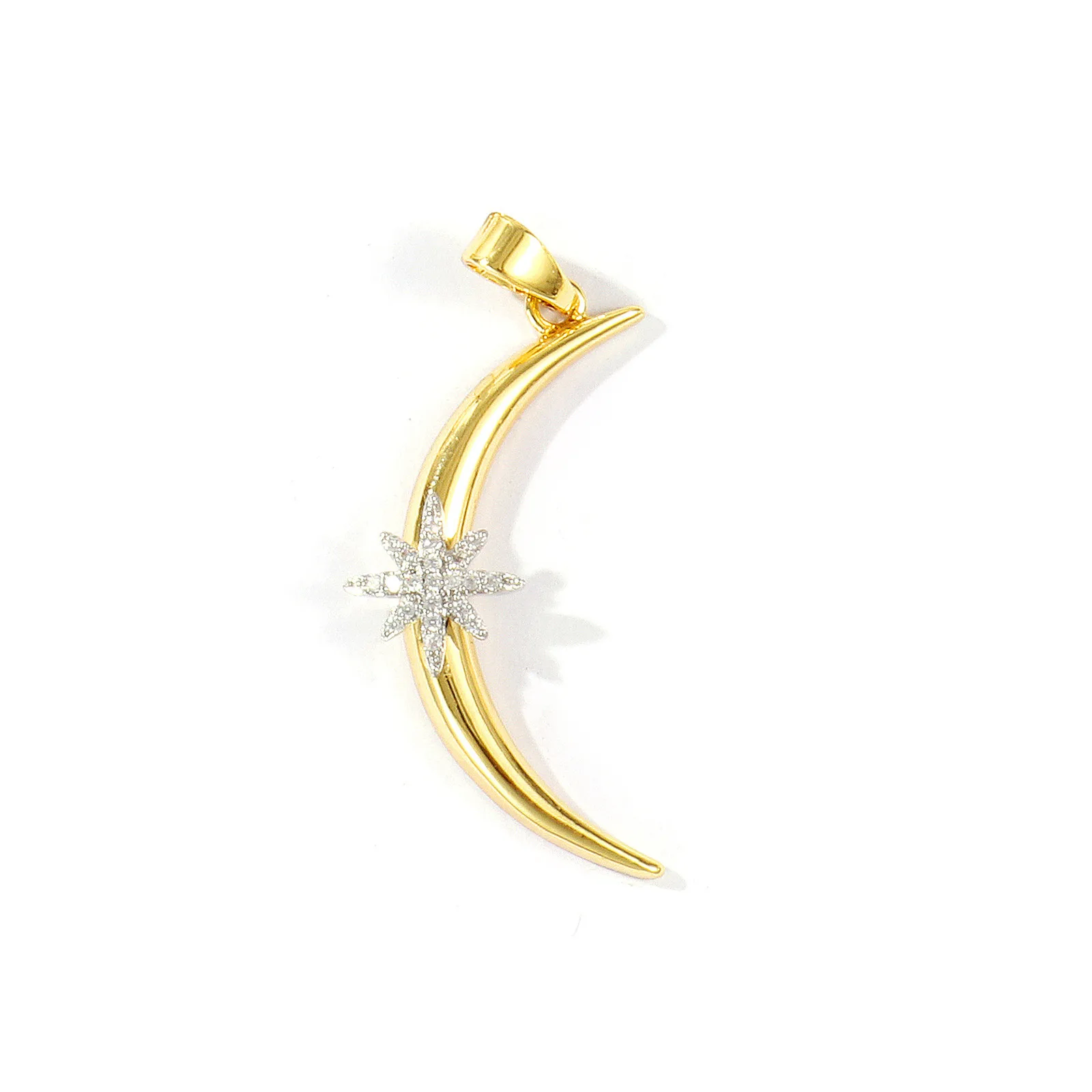 2 Stück Messing-Anhänger, 18K vergoldet, zweifarbig, mit klaren Zirkonia-Steinen, Sonne, Mond, Stern, für DIY-Halsketten, Schmuckherstellung, Zubehör – Detail 8