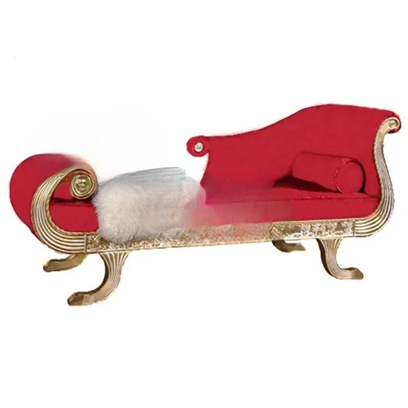 

D06 American solid wood light luxury carved fabric concubine sofa classical beauty couch lazy chair