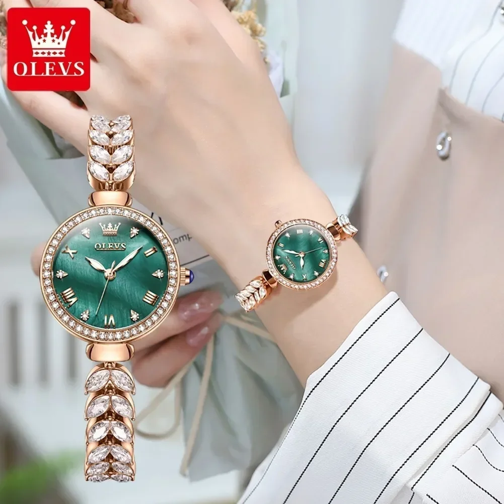 OLEVS-Reloj de pulsera de cuarzo para mujer, cronógrafo con correa de acero inoxidable, resistente al agua, 9971