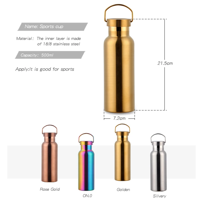 500ML Stainless Steel Insulated Water Bottle For Tour Outdoor Sport School Keep Cool Gym Water Bottle High Quality Drinkware