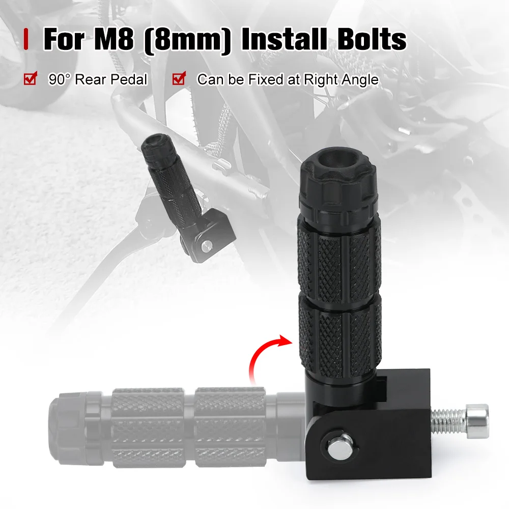 2 Pcs M8 Universal Motorcycle Motor Bike Folding Footrests Footpegs Foot Rests Pegs Rear Pedals Set CNC Aluminum Motorcycle Part