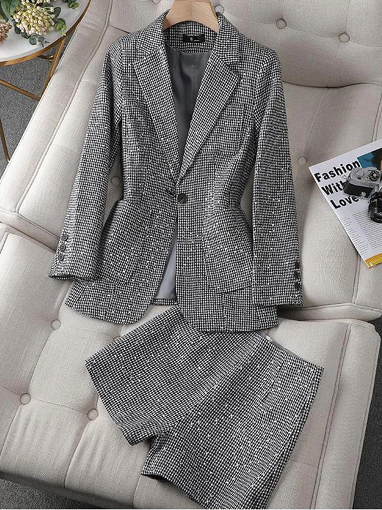 

2023 New Women's Harajuku Loose Suit Sequin Shorts Two-Piece Set New Spring Autumn Jacket Blazer+Shorts Loose 2 Piec