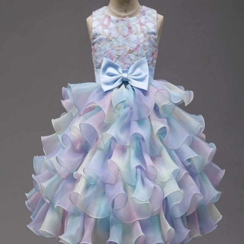 Girl's formal dress performance princess dress girl fluffy gauze cake dress graduation flower girl children's dance performance