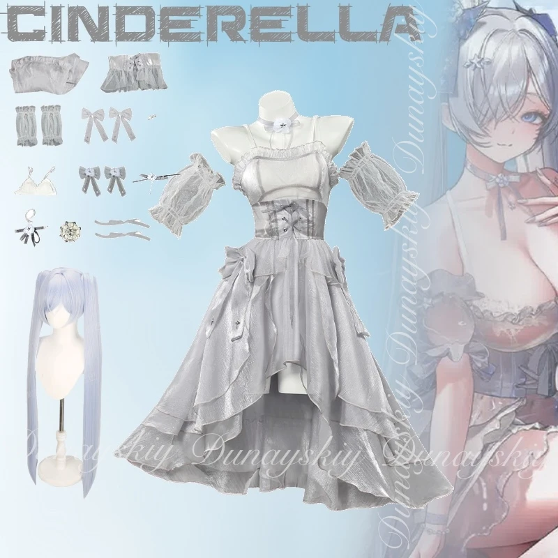 

Goddess of Victory: NIKKE Game Cinderella Cosplay With The White Dress With Double Ponytail Long Wig Cosplay Costume Full Of Set