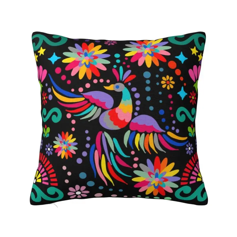 Custom Mexican Floral Flower Textile Cushion Covers Sofa Living Room Colorful Embroidery Square Throw Pillow Cover