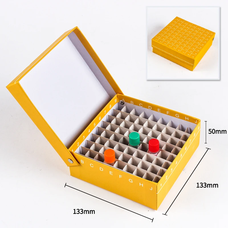 Laboratory Paper Text Tube Box For 1.5ml 1.8ml 2ml Cryopreservation Tubes With Connection Cover freeze Tube Rack 81holes , 1pc