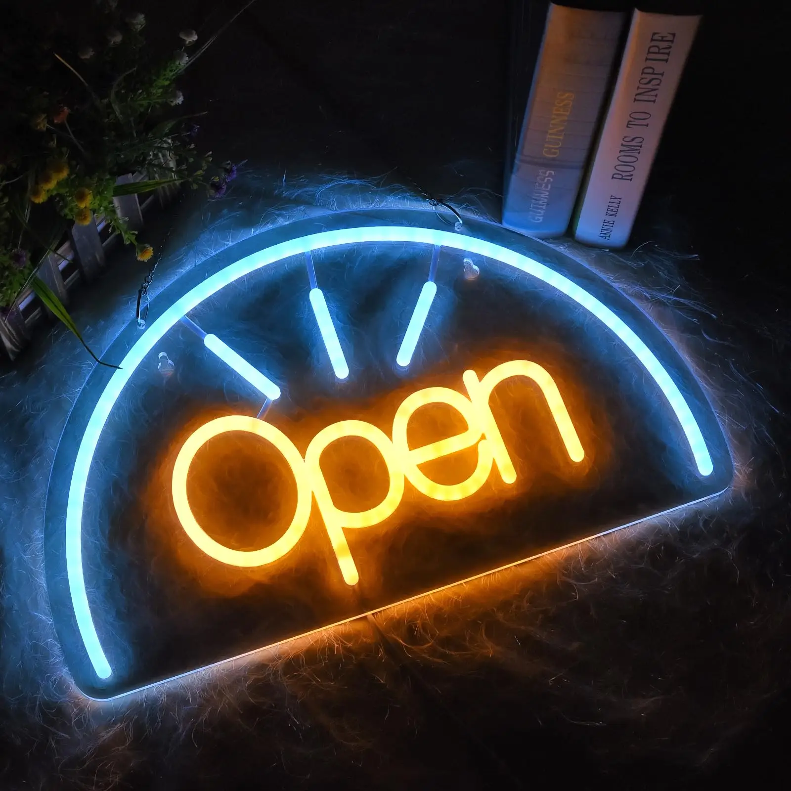 ป้ายไฟนีออนแบบเปิดสำหรับธุรกิจ ไฟนีออน LED พร้อมสวิตช์เปิด/ปิดแบบหรี่แสงได้ผ่าน USB สำหรับร้านค้า บาร์ ร้านอาหาร โรงแรม งานปาร์ตี้