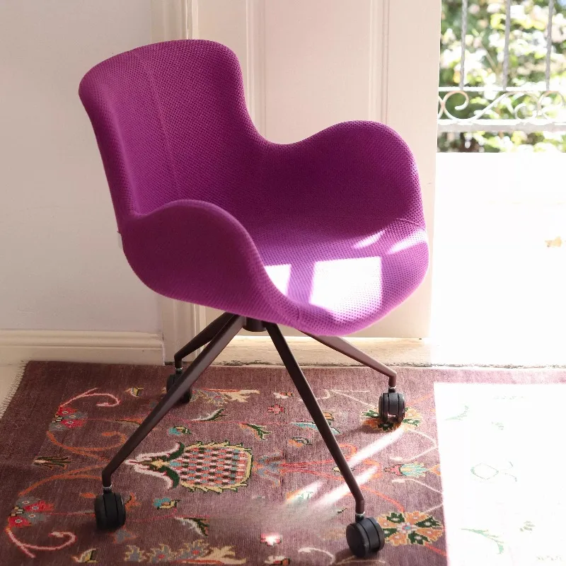 

Фиолетовое кресло French Simple Chair с цветочным узором, эргономичное компьютерное кресло, удобное кресло для столовой с поддержкой поясницы