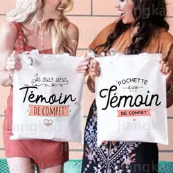 Bolso de mano con estampado francés, bolsos de hombro para dama de Honor, regalo de testigo de boda, bolso de fiesta de despedida de soltera nupcial, bolso de lona para dama de Honor