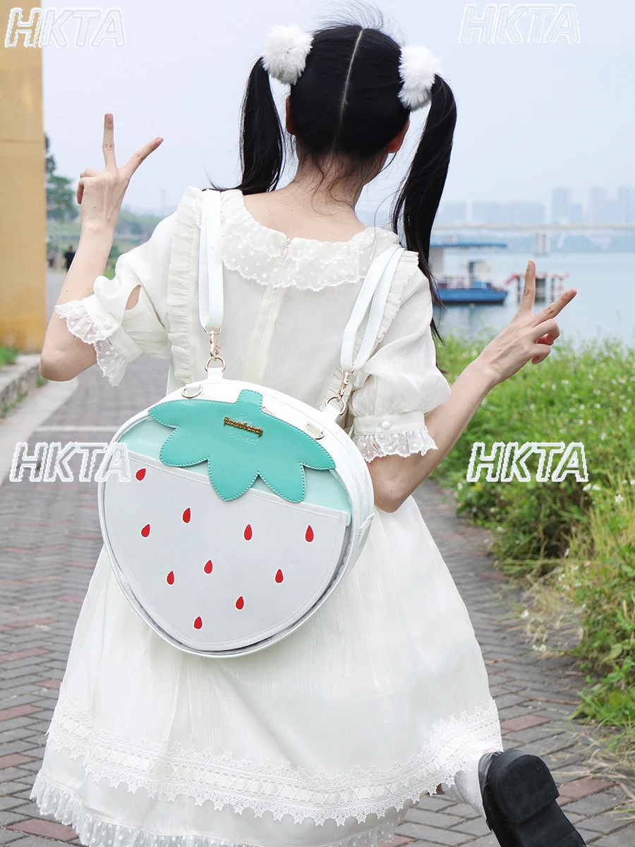 Sweet and Cute Fashion Summer Large Capacity Light Pink Pain Bag Girls Kawaii Casual Shoulder Crossbody Lolita Backpacks Women