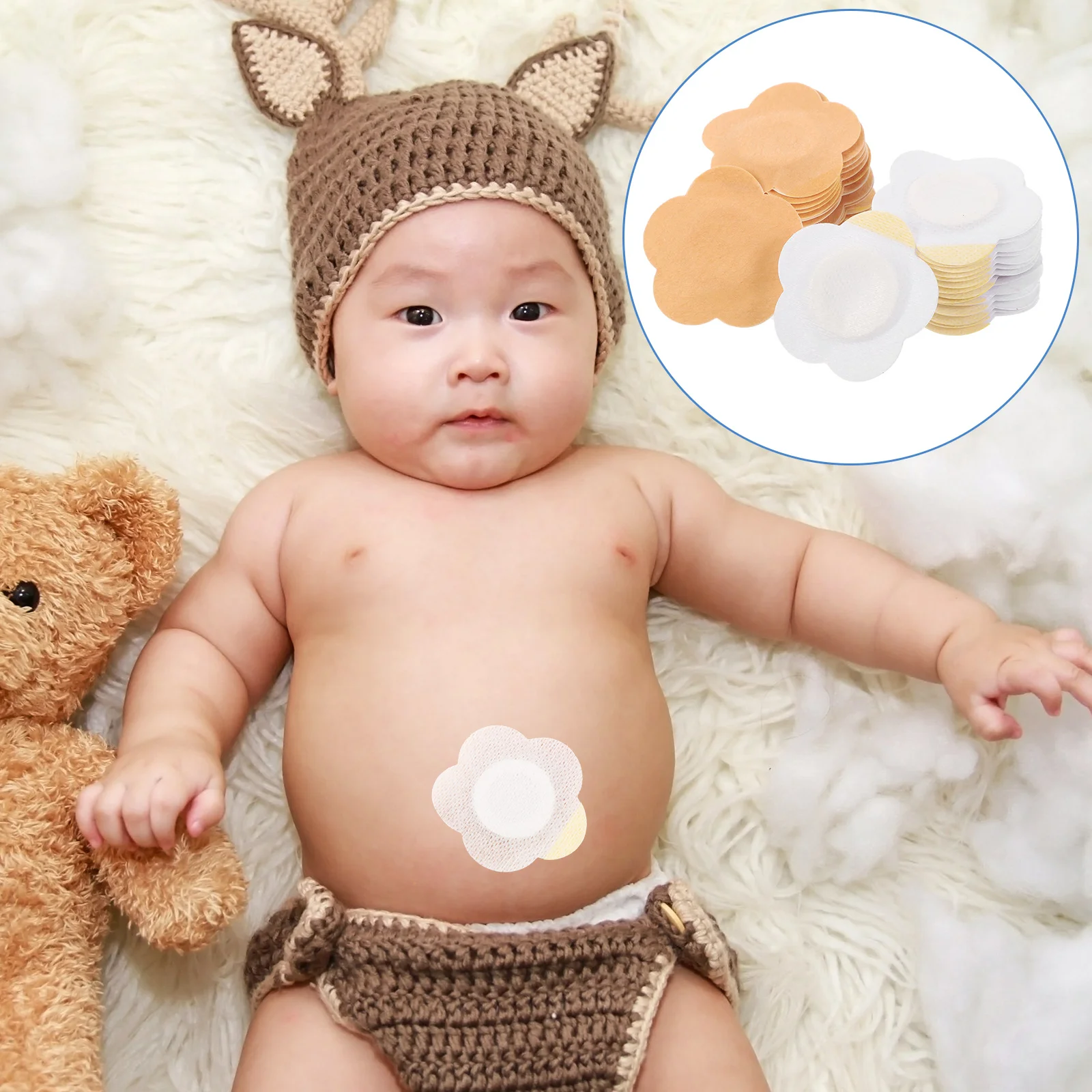 

200 Pcs Applique Belly Button Acupoint Stickers Baby Blank Patches Non-woven Fabric Hollow Navel