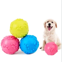 Pet dog footprint ball toys, suitable for small dogs rubber chew puppy toys Dog things dog toys pet supplies