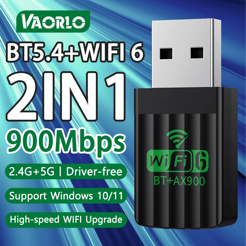 

2 в 1 AX900 WIFI6 USB+Bluetooth 5.4 двухдиапазонный 2.4G и 5GHz 900Mbps сетевая карта-приемник Dongle 802.11ax для Win10/11 драйвер бесплатно