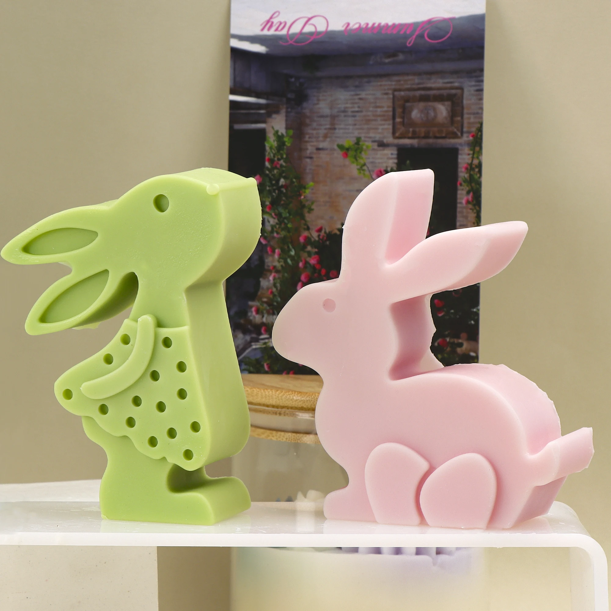 Новая силиконовая форма с цветочным кроликом, сделай сам, семейная форма для свечей с кроликом для изготовления ароматических свечей, гипсовая смола, домашний декор, подарки ручной работы