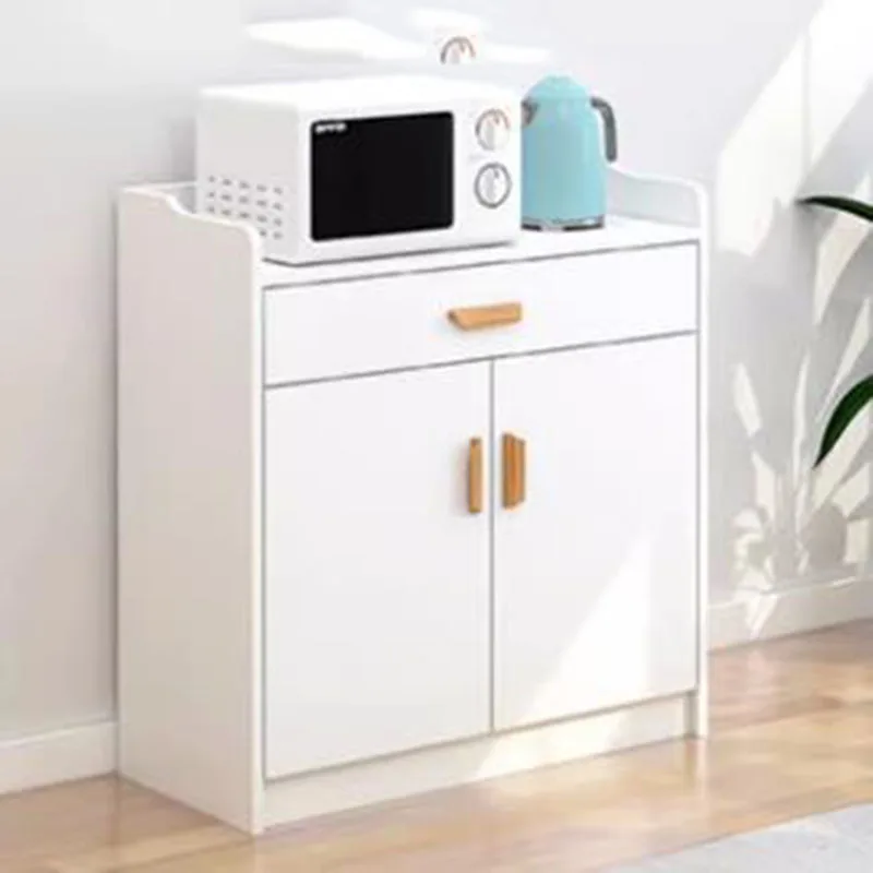 Buffet Nordique Blanc avec Étagère de Rangement, Présentoir de Cuisine, Armoire de Salle à Manger Rustique, Mobilier Chinois HDH