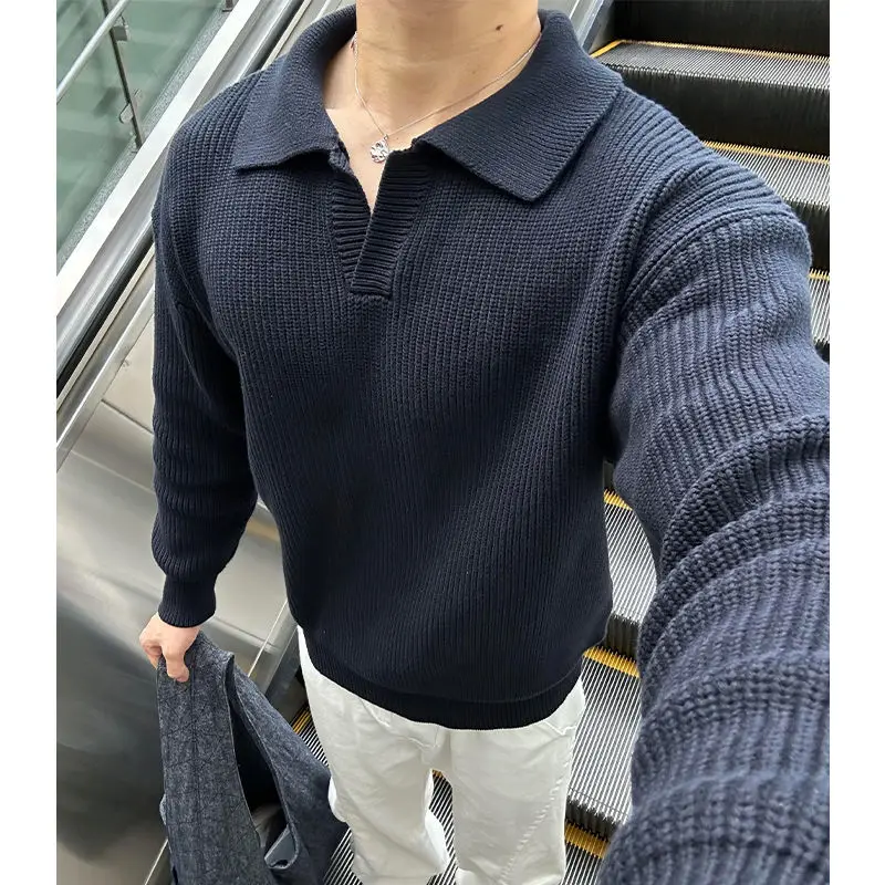 

Bla V-Ne Knitwear Collar Autumn Winter Men's Faion Casual Sle Polyester Fiber Long Sve Anti-Pilling Anti-Static
