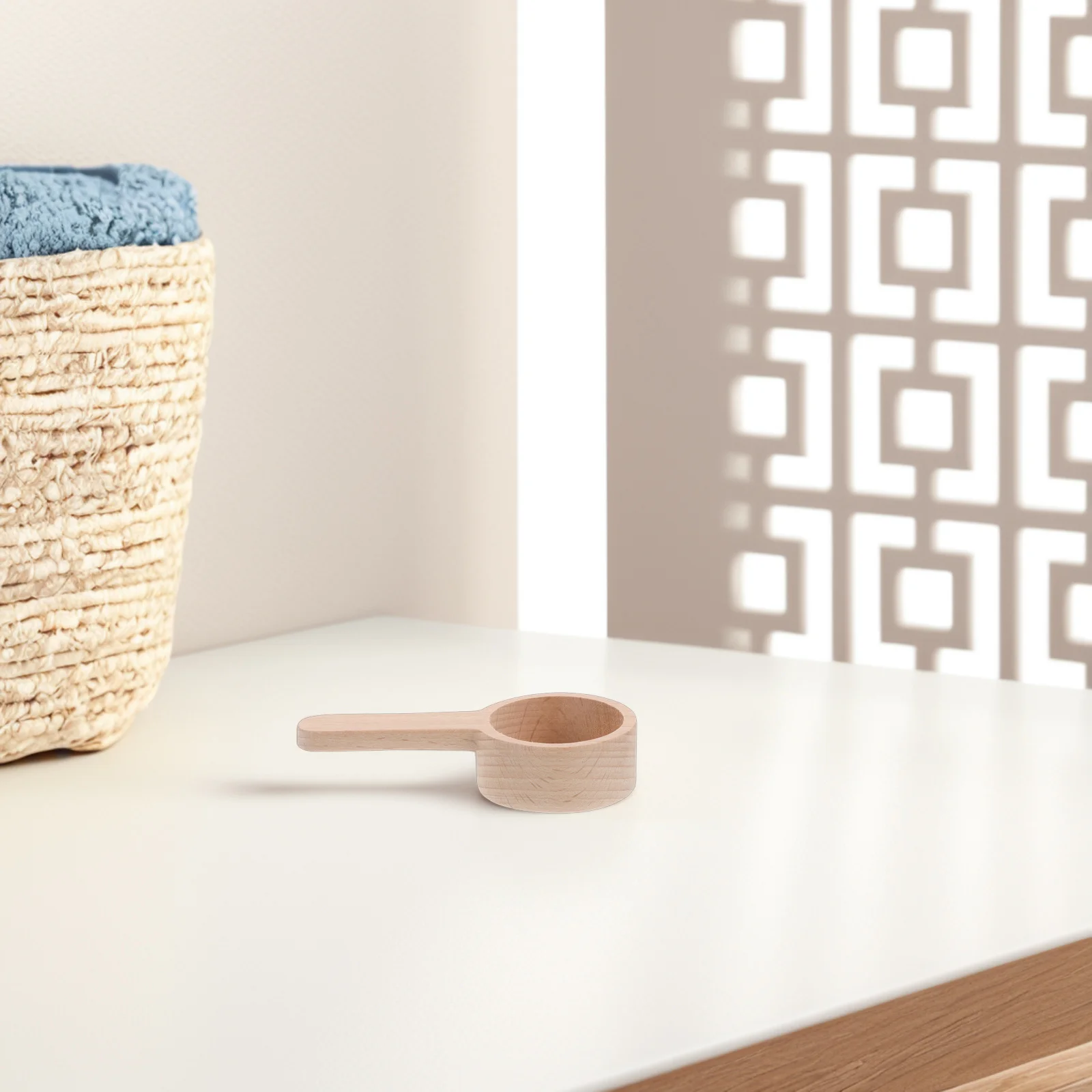 

Short Round Japanese Salt Spoon Wooden Bath Scoop Multipurpose Beech Wood Tool for Spices Coffee Tea Kitchen Condiment Organizer