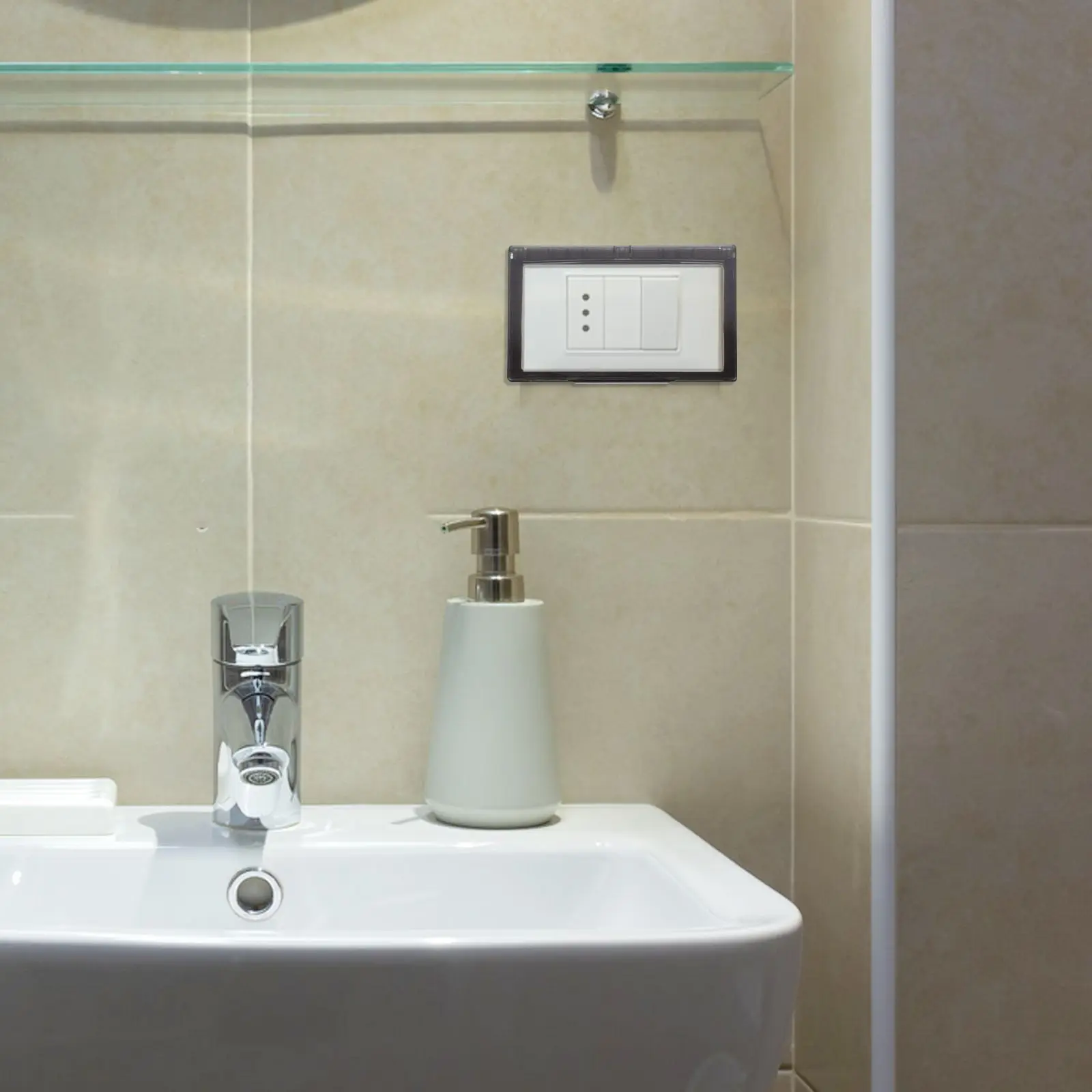 2pcs Waterproof Socket Covers Ultra Thin Electrical Outlet Protector Dustproof Bathroom Kitchen Fit Double Locations Socket