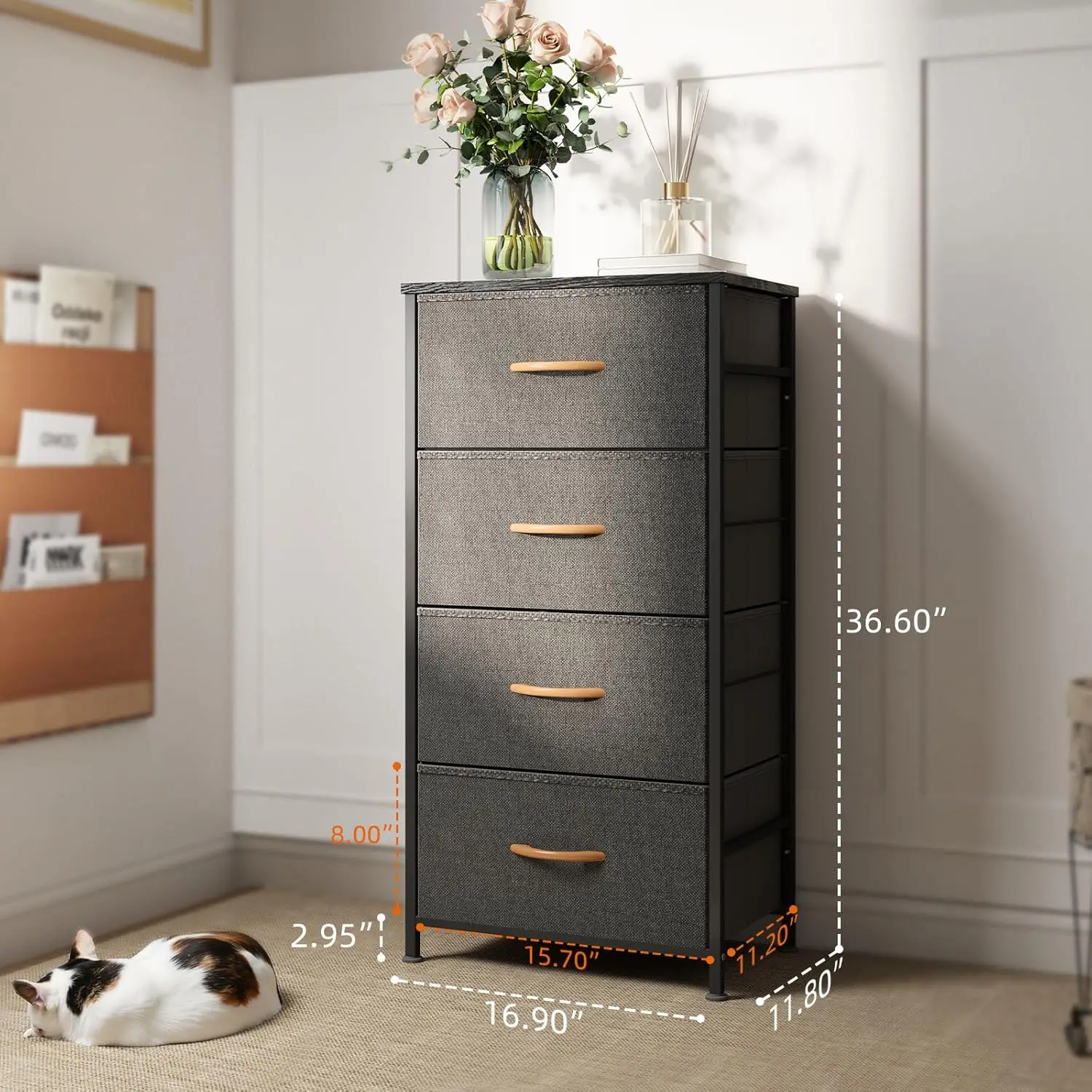 

Romoon Dresser For Bedroom, Dresser For Closet With 4 Drawers, Small Fabric Dresser & Chests Of Drawers For Kids