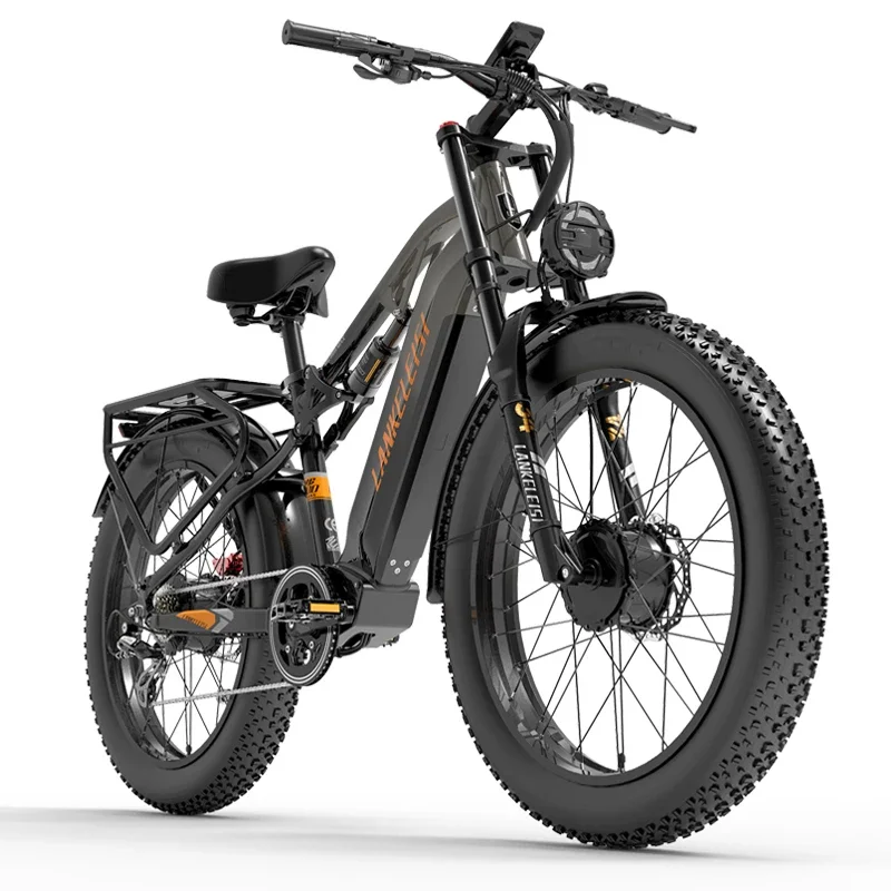 Lankeleisi MG800 MAX 2*1000W dual motor electric bike full suspension e mountain bike 48V 20Ah city electric bicycle 26*4.0 tire