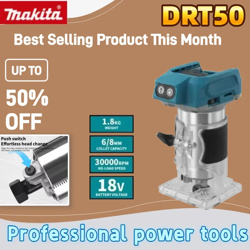 Makita DRT50 Original tondeuse sans fil Machine de découpage Rechargeable outil de rainurage sans brosse fraisage Machine de gravure sur bois